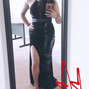 David’s Bridal wedding/prom dress, blue velvet.